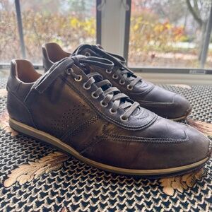 Mens Magnanni Cristian Dark Gray Leather Casual Sneaker